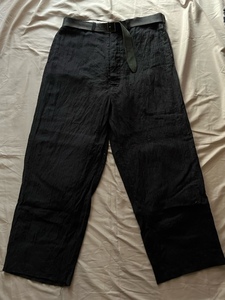 16春夏!PAUL HARNDEN Mes Trousers Beltポールハーデンメンズトラウザーベルト黒ブラックヘリンボーン!サイズS