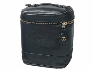 富士屋◆1円スタート◆シャネル CHANEL バニティバッグ カーフレザー ブラック ジャンク品