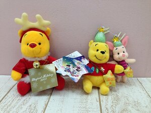 ◇ディズニー くまのプーさんグッズ 3点 ぬいぐるみバッジ ぬいぐるみ クリスマス ピグレット 4J17 【60】