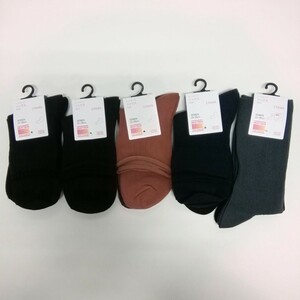 未使用 UNIQLO ユニクロ HEATTECH ヒートテック 靴下 ソックス 2P×5セット 合計10足セット まとめて WOMEN レディース 23-25cm 黒 茶