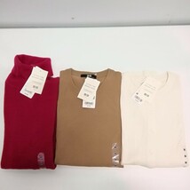 未使用 UNIQLO ユニクロ レディース M エクストラファインメリノ クルーネック カーディガン セーター リブタートルネック 長袖 3点セット _画像1