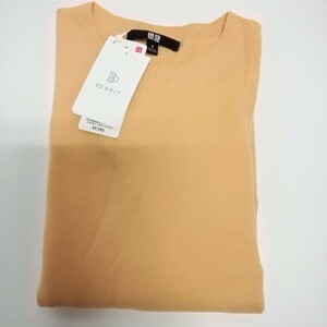 未使用 UNIQLO ユニクロ WOMEN レディース M 3Dカシミヤ クルーネックセーター 長袖 イエロー