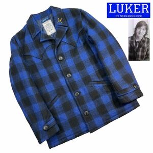 極美品 LUKER BY NEIGHBORHOOD ルーカー バイ ネイバーフッド バッファローチェックジャケット サイズL キムタク着 日本製 青×黒 A2970