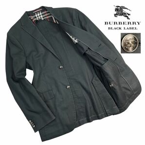 美品 BURBERRY BLACK LABEL バーバリーブラックレーベル 銀釦 2Bテーラードジャケット サイズL 黒 美シルエット 袖先若干の汚れ有 A3011の画像1