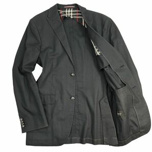 美品 BURBERRY BLACK LABEL バーバリーブラックレーベル 銀釦 2Bテーラードジャケット サイズL 黒 美シルエット 袖先若干の汚れ有 A3011の画像3