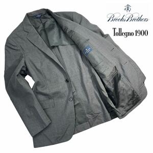 極美品 Brooks Brothers×Tollegno 1900 2Bテーラードジャケット サイズ40R/L相当 グレー イタリア生地 トレーニョ 美シルエット A3028