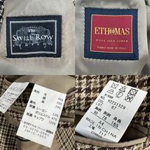 極美品 SAVILE ROW×E.THOMAS サビルロウ シルク 2Bテーラードジャケット サイズA4/M-L相当 イタリア生地 ブラウン 千鳥格子柄 A3035_画像9