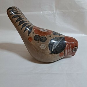 メキシコ　トナラ焼　民芸品　アンティーク　インテリア　フィギュア　焼き物　置物　鳥　オブジェ　エスニック