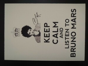 A4 額付き ポスター ブルーノマーズ 王冠 アート KEEP CALM AND LISTEN TO BRUNO MARS