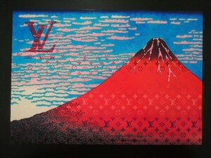 A4 額付き ポスター 富士山 Fujiyama モノグラム 赤富士 Red Fuji おしゃれ フォトフレーム 額装済み