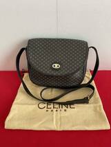 CELINE セリーヌ ヴィンテージ マカダム ショルダーバッグ レザー ブラウン 茶　トリオンフ_画像1