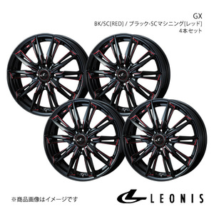 LEONIS/GX フレアワゴン MM53S アルミホイール4本セット【15×4.5J4-100 INSET45 BK/SC[RED]】0039330×4
