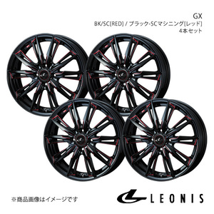 LEONIS/GX N-BOX/N-BOX＋/N-BOX SLASH JF1/JF2 アルミホイール4本セット【15×4.5J4-100 INSET45 BK/SC[RED]】0039330×4