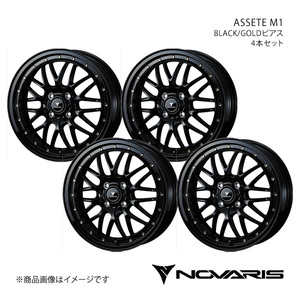 NOVARIS/ASSETE M1 キャロル/キャロルエコ HB25S/HB35S アルミホイール4本セット【15×4.5J 4-100 INSET45 BLACK/GOLDピアス】0041060×4