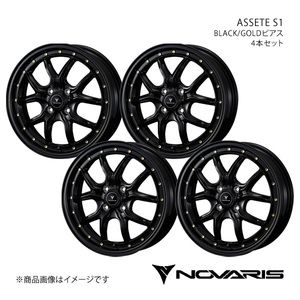 NOVARIS/ASSETE S1 MRワゴン MF33S アルミホイール4本セット【15×4.5J 4-100 INSET45 BLACK/GOLDピアス】0041319×4