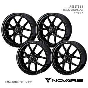 NOVARIS/ASSETE S1 JEEP パトリオット MK74 アルミホイール4本セット【18×7.5J 5-114.3 INSET38 BLACK/GOLDピアス】0041321×4