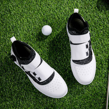 高級品 ゴルフシューズ 強いグリップ 新品ダイヤル式 運動靴フィット感 軽量スポーツシューズ 弾力性 通気性 防滑 ブラック 23~28cm_画像2
