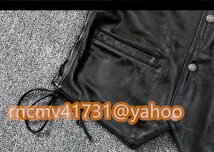 「81SHOP」新品■最上級 牛革 ベスト レザージャケット ライダース バイクウエア ハーレー ブルゾン 本革 S~4XL_画像6