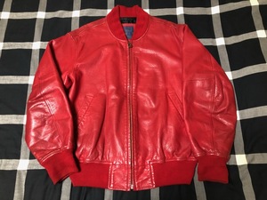 Abahouse leather jacket stadium jumper L cow leather red 90 period Vintage Abahouse 