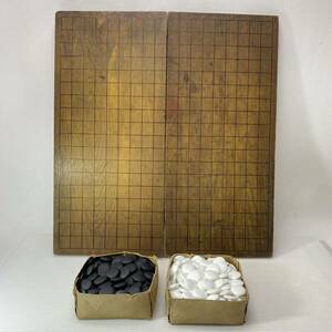 囲碁 木製 折り畳み 碁盤 碁石 セット 古道具