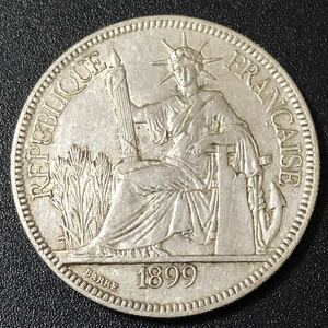 銀貨　銀貨　1899年　通商ピアストル　自由の女神　フランス領インドシナ　古銭 蔵　貿易銀　1円銀貨　コイン　硬貨