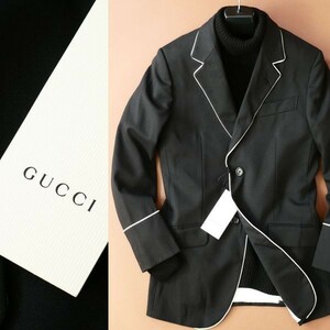 dn476●GUCCIグッチ●皺加工クロップドスリーブ●シングルブレストジャケット●44