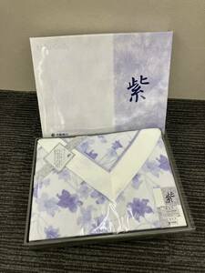 【M】未使用保管品◆京都西川 綿毛布 紫 ムラサキ 綿100% 140cm×200cm