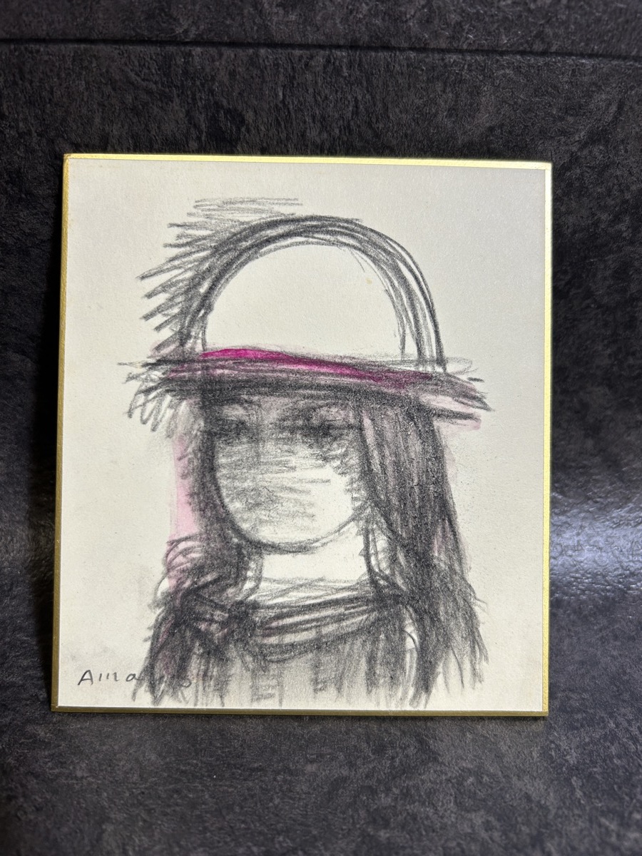 ¡¡Extraño!! Dibujo dibujado a mano de Saburo Amano Red Hat Autenticidad garantizada Premio del Primer Ministro Nikakai, obra de arte, cuadro, retrato