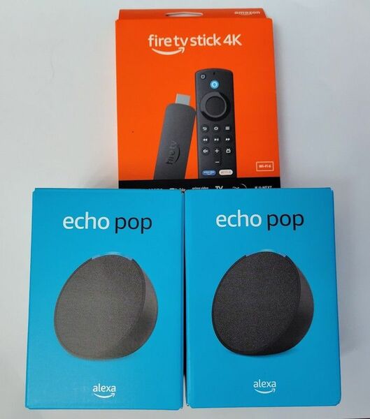 【ホームシアターセット】Echo Pop (チャコール)x2 + Fire TV Stick 4K 第2世代
