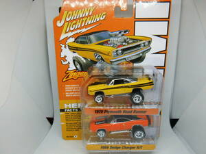 【国内未流通：貴重】JOHNNY LIGHTNING 1970 PLYMOUTH ROAD RUNNER 1969 DODGE CHARGER R/T 2-PACK RELEASE 1 ジョニーライトニング