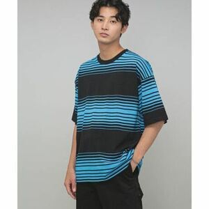 nano universe ナノ・ユニバース　 半袖Tシャツ　 ボーダーTシャツ　ブルーとブラック　グラデーションボーダー