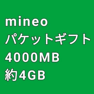 即決 再発行可 匿名取引 約4GB 4000MB mineo パケットギフトコード 送料無料 マイネオ