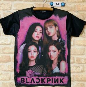 ブラックピンク　Tシャツ　Mサイズ　管7015 海外製　black pink
