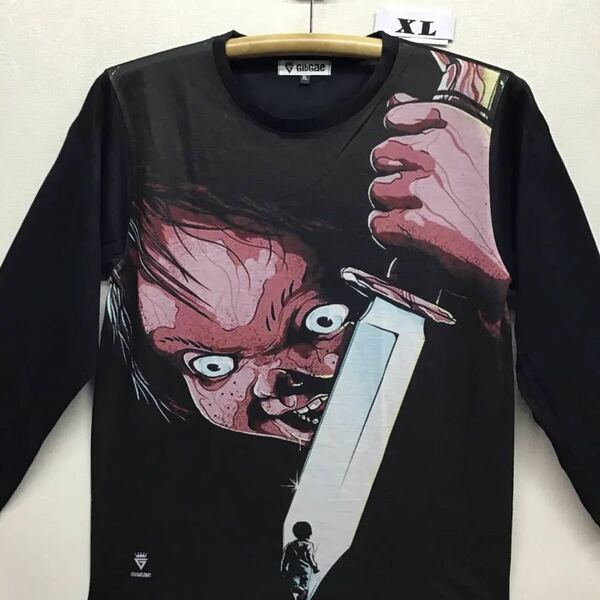 新品 チャイルドプレイ チャッキー ナイフ イラスト ロングTシャツ XLサイズ