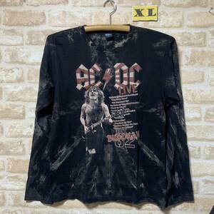 AC/DC エーシーディーシー　ロングTシャツ　XLサイズ　長袖 バンド　タイダイ　絞り染め　ムラ染