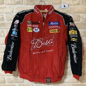 ブルゾン Lサイズ　バドワイザー レーシングジャケット　レッドver 赤　ブルゾン ジャンバー Budweiser