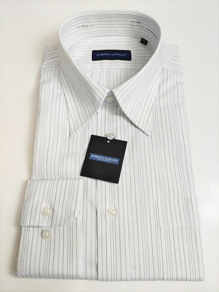 形態安定ワイシャツ Lサイズ 41-82 レギュラーカラー ストライプ 長袖 新品 ビジネスシャツ RM3000-15