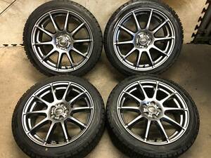 【215/45R17】約10分山ダンロップ スタッドレスタイヤ【17×7J+48 PCD100 5H】A-TECHアルミホイール 4本 プリウス,インプレッサ,86など