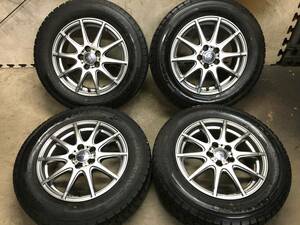 【195/65R15】バリ山19年製グッドイヤー スタッドレスタイヤ【15×6J+43 PCD100 5H】アルミホイール 4本　プリウス,ウィッシュなど