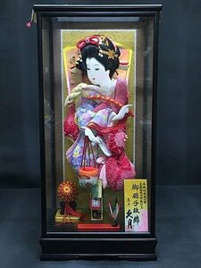 G1862M 羽子板 汐汲 東京久月 押絵/正絹造り/會津桐/本つげかんざし/振袖仕様 正月飾り ガラスケース入り GNG