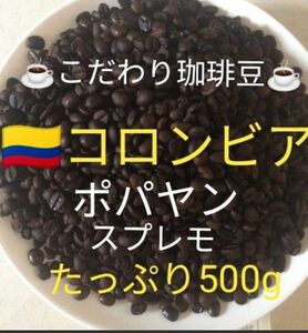 こだわりコーヒー豆　コロンビア　500g 自家焙煎 中深煎り　ポパヤン　スプレモ