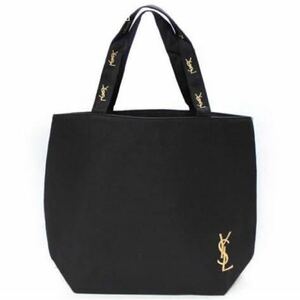 新品未使用 イヴサンローラン YSL ノベルティ ブラック トートバッグ肩がけ キャンバスバッグ 送料無料 刺繍 ロゴ エコバッグ