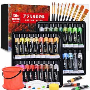 アクリル絵の具 36色 50点セット アクリルガッシュ 耐久性 速乾