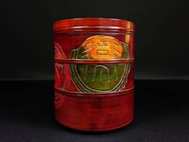 ■烏城彫 三段重 重箱 菓子器 丸重箱三段 共箱 作品目録 栞付き 木製 烏城塗/うじょう 岡山特産 三段重箱 高約22cm 重約920g 未使用/保管品_画像2