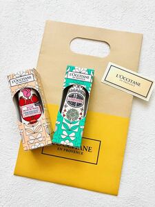 ★新品未使用★ロクシタンハンドクリーム ミニ 2本セット① 10ml ギフトバッグ付 ローズヴァインピーチ フローラルアーモンド プレゼント