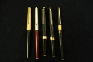 中古 文房具 (10) 万年筆 5本セット PARKER パーカー PELIKAN ペリカン SILVEXA PLATINUM プラチナ 18K ジャンク扱い