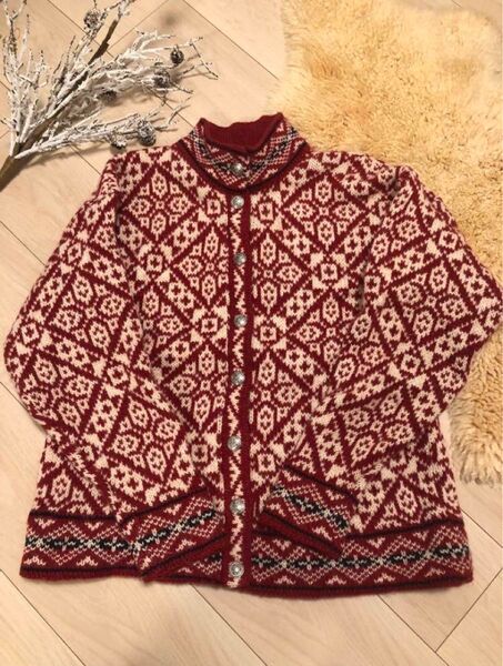 ヴィンテージ ☆LL Bean ☆ノルディックウール カーディガン ☆USA製