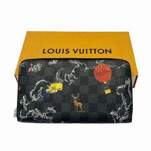 【美品】ルイヴィトン LOUIS VUITTON N40204 ダミエグラフィット マップ ジッピーオーガナイザーNM ラウンドファスナー 長財布 メンズ