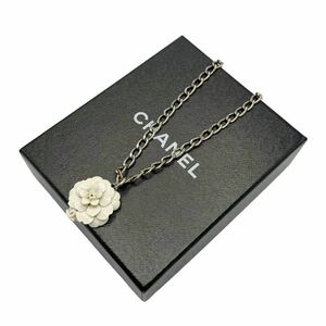 【良品】シャネル CHANEL 04P カメリア ココマーク ネックレス 花 ホワイト