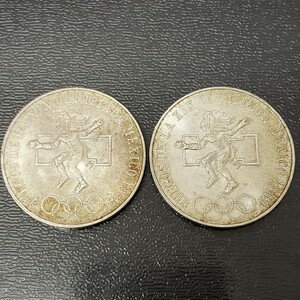 ★希少 銀貨2枚★ メキシコオリンピック 25ペソ 1968年 硬貨 外貨 アンティーク コイン